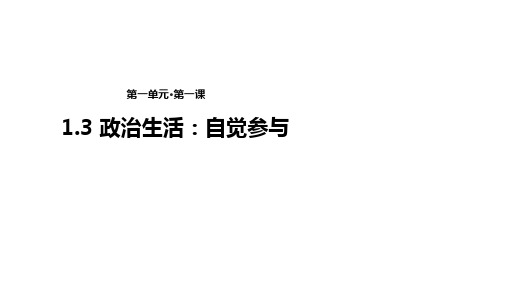 人教版高中思想政治必修2课件：《1.3 政治生活：自觉参与》 (共20张PPT)