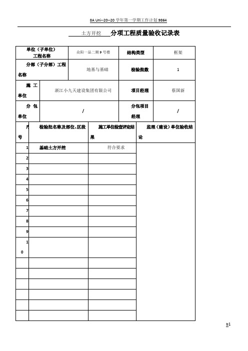 分项工程质量验收记录表(模板)