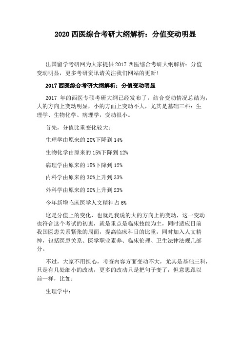 2020西医综合考研大纲解析：分值变动明显