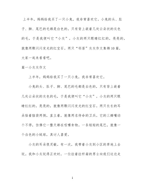 “邻居”灰灰作文集锦10篇