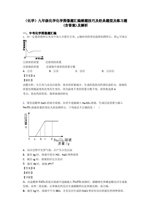 (化学)九年级化学化学图像题汇编解题技巧及经典题型及练习题(含答案)及解析