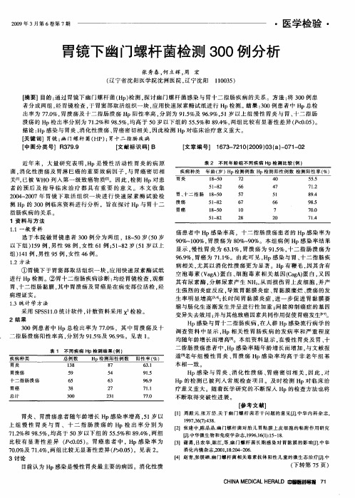 胃镜下幽门螺杆菌检测300例分析