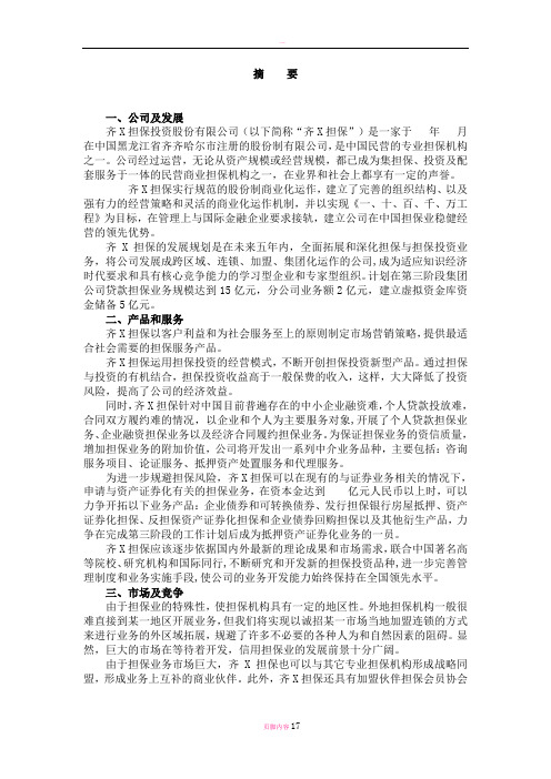 担保公司商业计划书