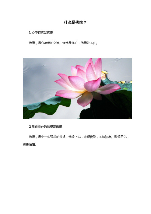 什么是佛缘？