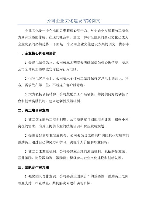 公司企业文化建设方案例文