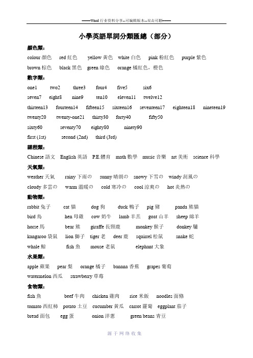小升初英语单词分类汇总表