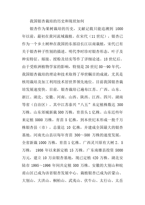 我国银杏栽培的历史和现状如何