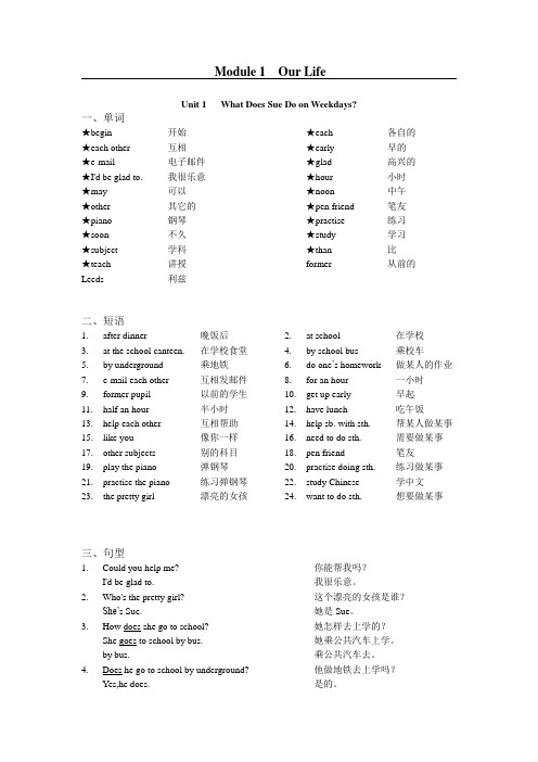 广州版小学英语五年级下每单元知识点