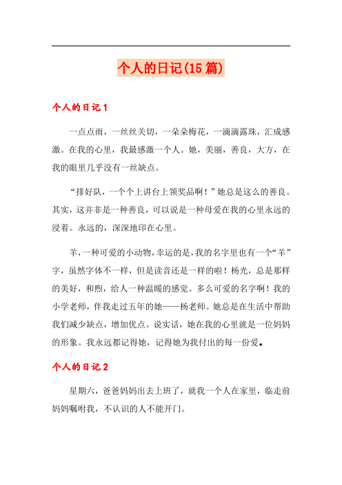 个人的日记(15篇)