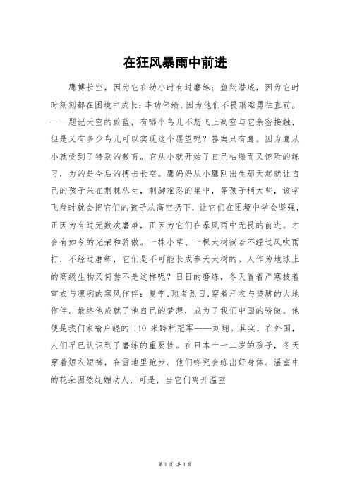 在狂风暴雨中前进_四年级作文