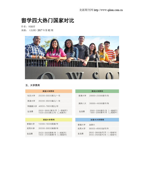 留学四大热门国家对比