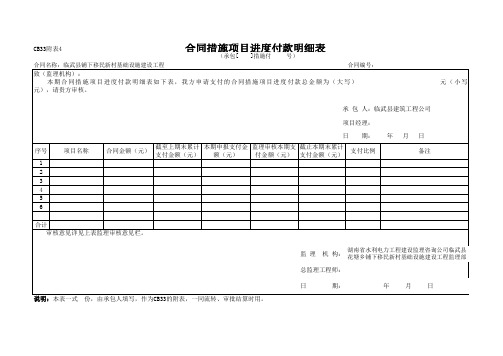 合同措施项目进度付款明细表