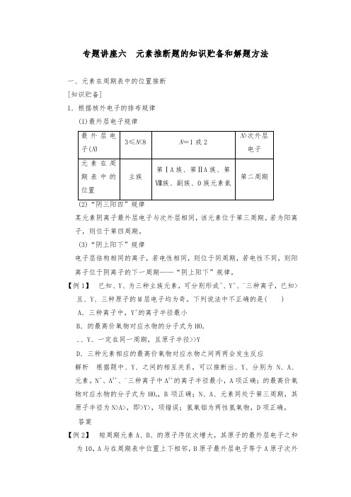 [精品]新人教版高三化学一轮总复习第五章专题讲座六优质课教案