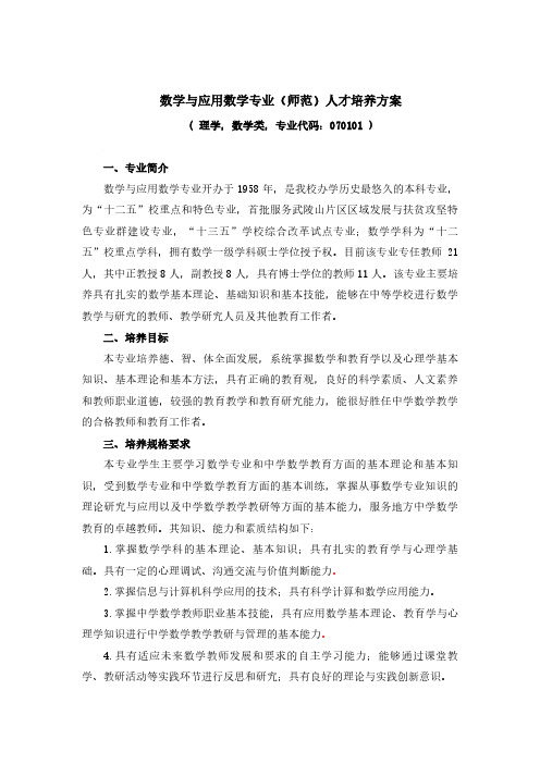数学与应用数学专业师范人才培养方案