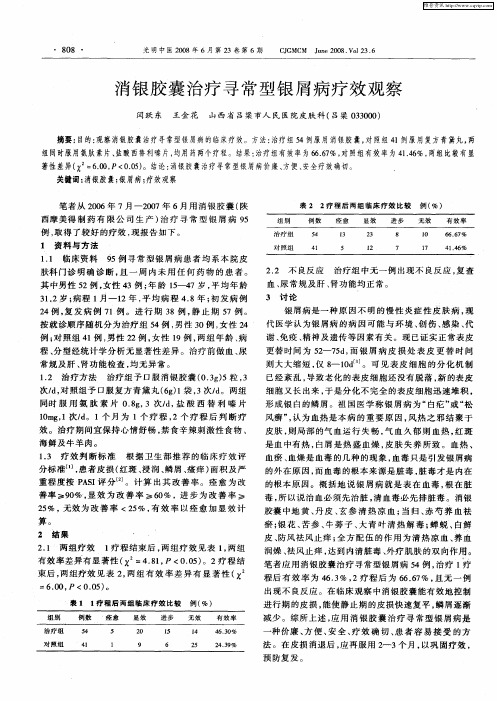 消银胶囊治疗寻常型银屑病疗效观察