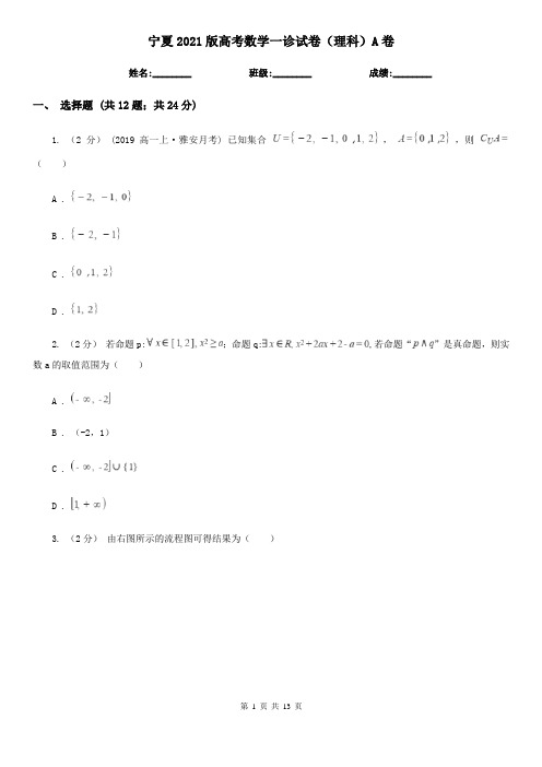 宁夏2021版高考数学一诊试卷(理科)A卷