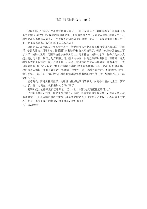 我的世界历险记14(650字作文)