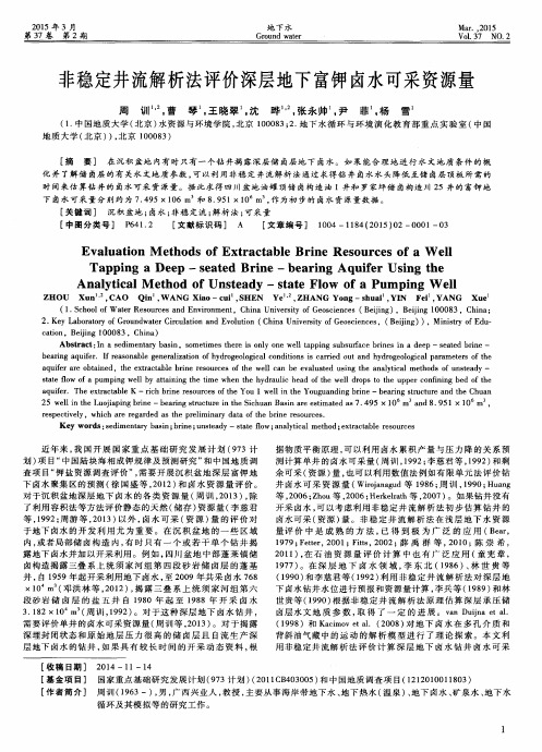 非稳定井流解析法评价深层地下富钾卤水可采资源量