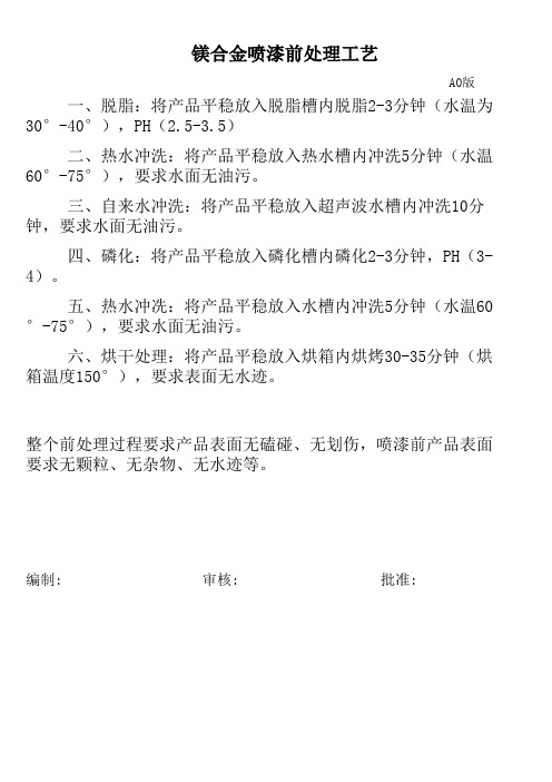 镁合金前处理工艺