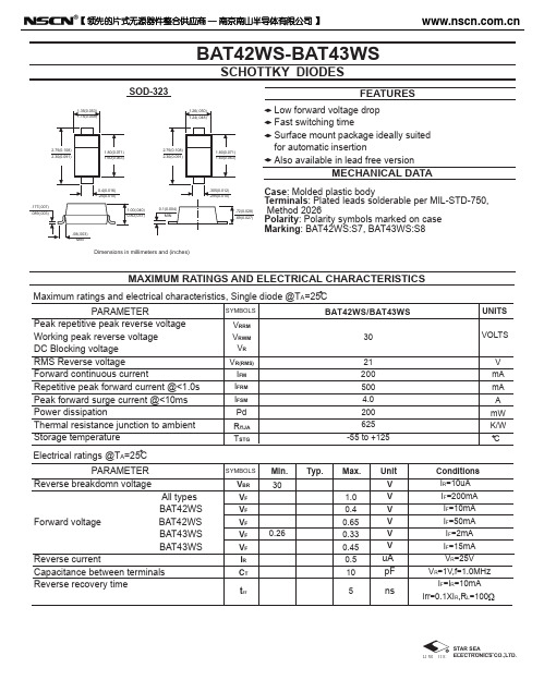 BAT42WS贴片肖特基二极管规格