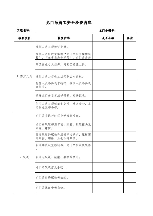 龙门吊施工安全检查内容