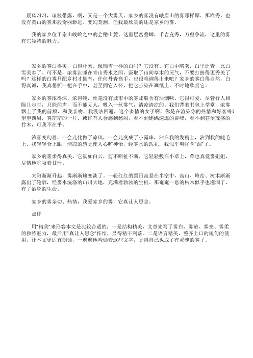 2021江苏苏州中考语文满分作文熟悉的地方也有风景