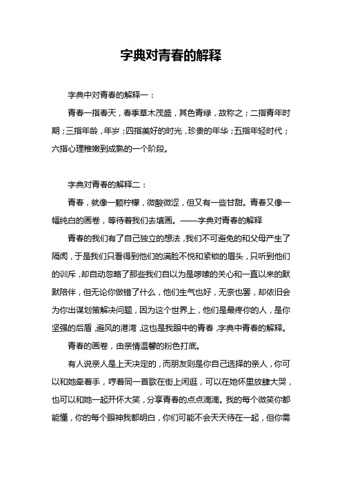 字典对青春的解释