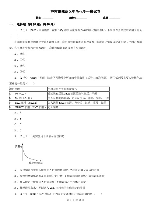 济南市槐荫区中考化学一模试卷