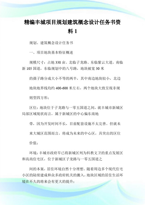 精编丰城项目规划建筑概念设计任务书资料