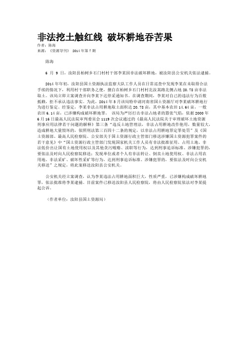 非法挖土触红线 破坏耕地吞苦果