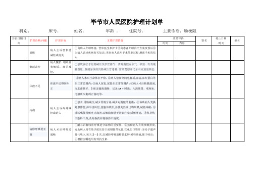 肠梗阻护理计划书