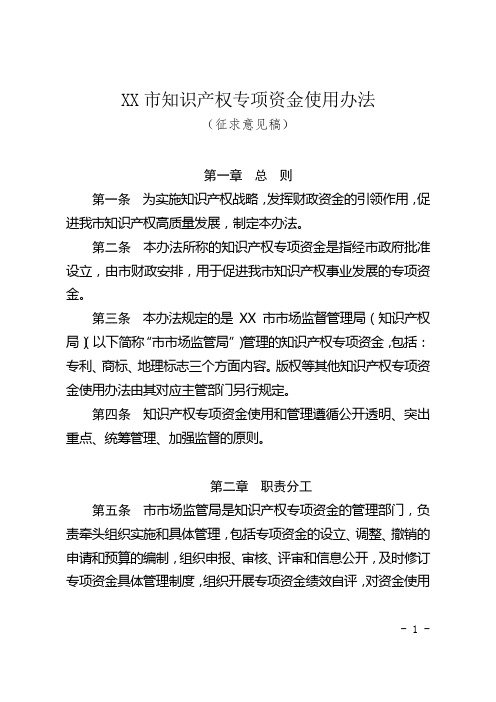 市知识产权专项资金使用办法【模板】