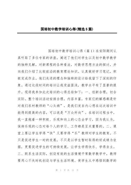 国培初中数学培训心得(精选5篇)