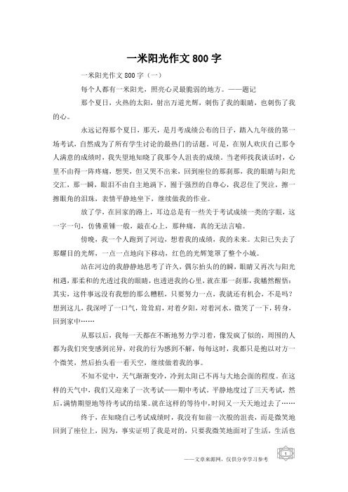 一米阳光作文800字