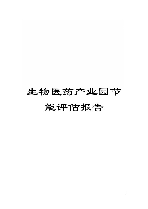 生物医药产业园节能评估报告模板