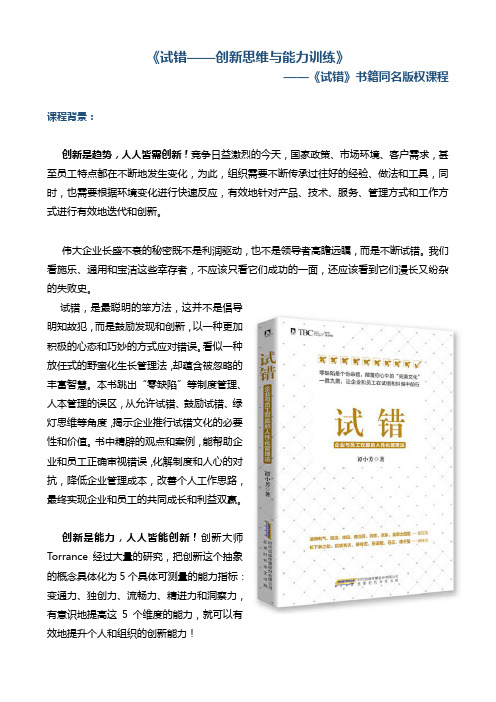 《试错——创新思维与能力训练》