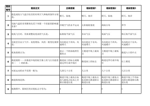 飞行签派员执照考试题库2019