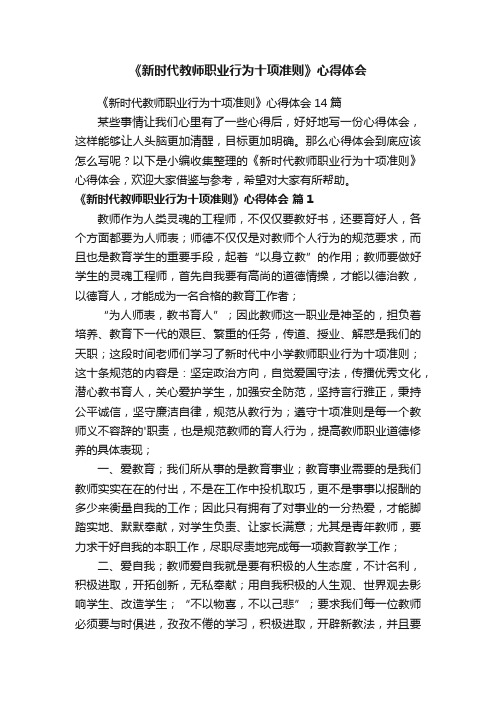 《新时代教师职业行为十项准则》心得体会14篇