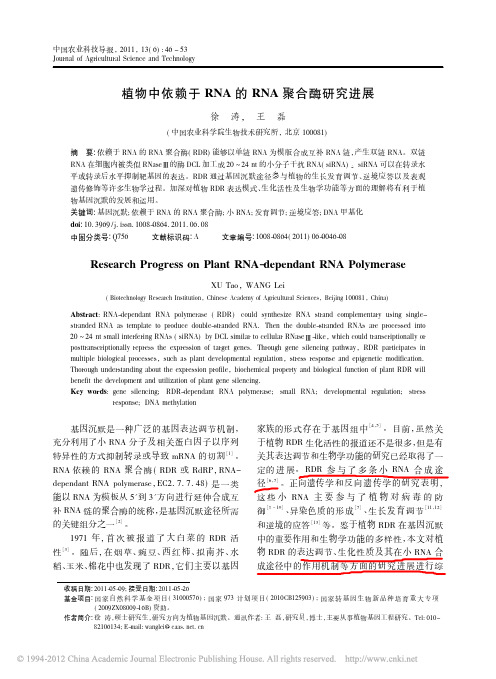 植物中依赖于RNA的RNA聚合酶研究进展