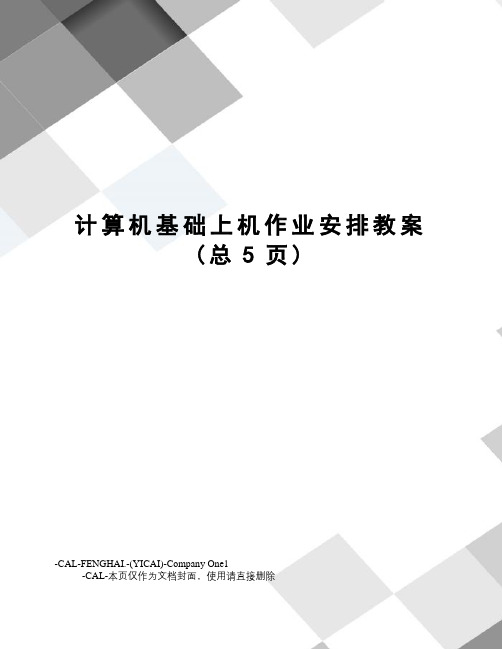 计算机基础上机作业安排教案