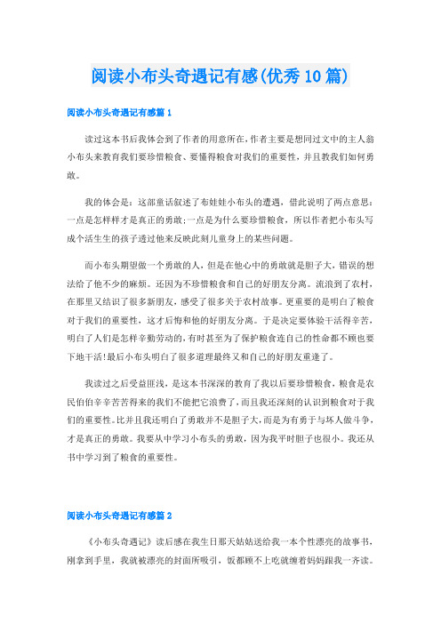 阅读小布头奇遇记有感(优秀10篇)