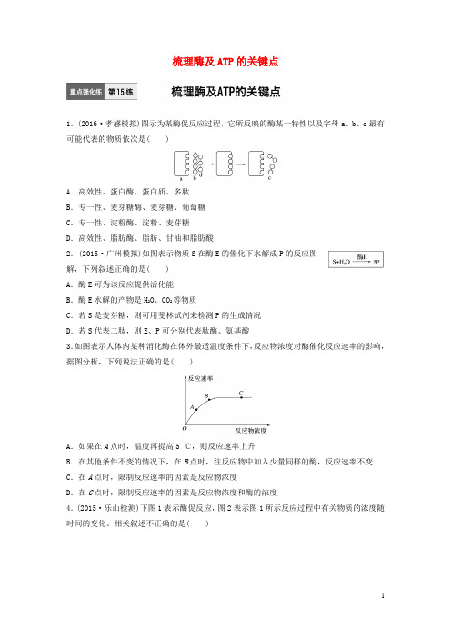【步步高】(全国通用)2017年高考生物一轮复习 71练 第15练 梳理酶及ATP的关键点