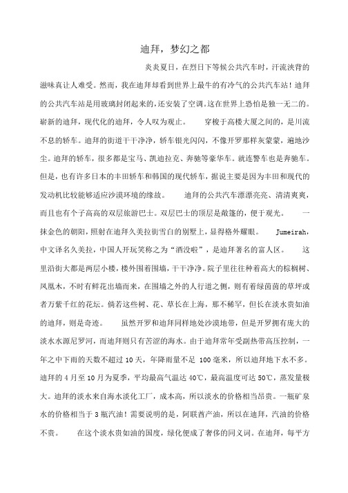 小度写范文迪拜,梦幻之都模板