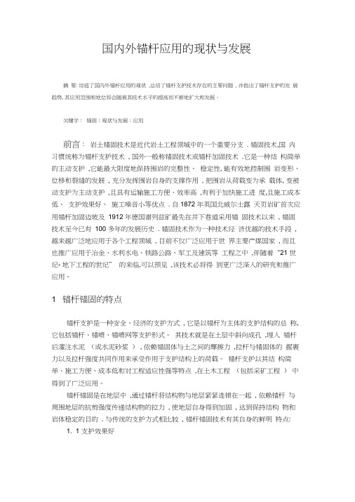 国内外锚杆支护的现状