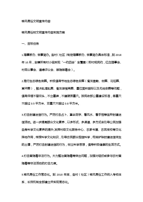 移风易俗文明宣传内容