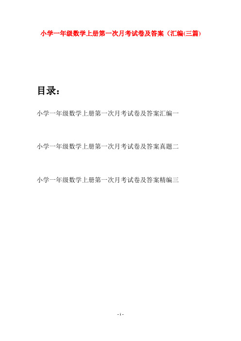 小学一年级数学上册第一次月考试卷及答案汇编(三套)