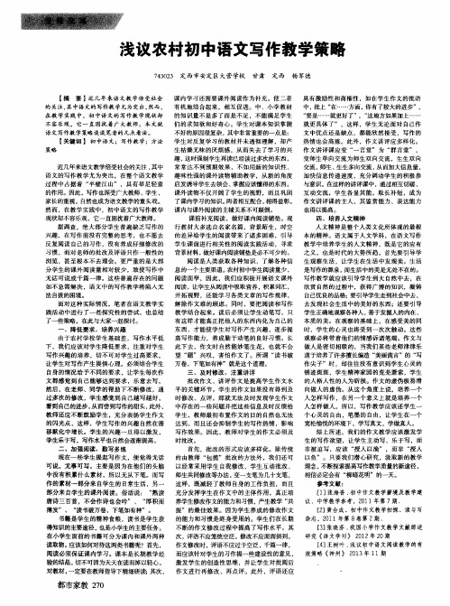 浅议农村初中语文写作教学策略
