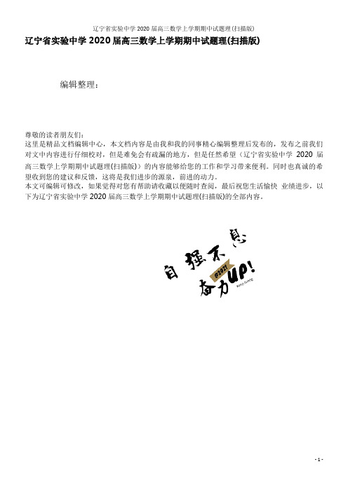 辽宁省实验中学2020届高三数学上学期期中试题理(扫描版)