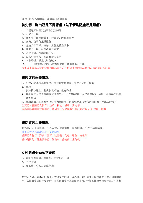 肾虚症状临床表现