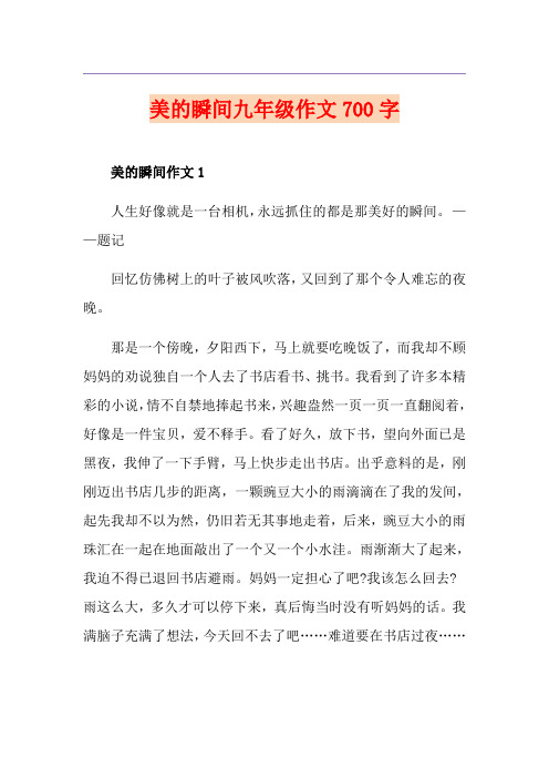 美的瞬间九年级作文700字